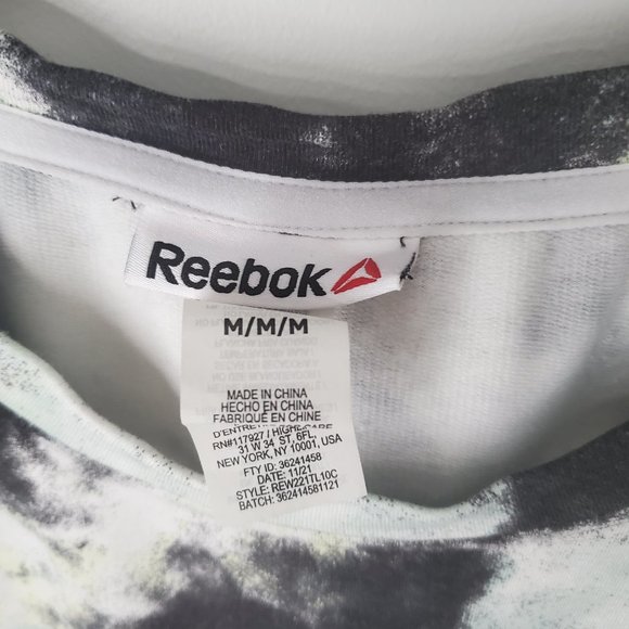 REEBOK LOGO Sweat Shirt Graphic Black Tie Dye Activewear Athleisure Loose Fit - Picture 4 of 9